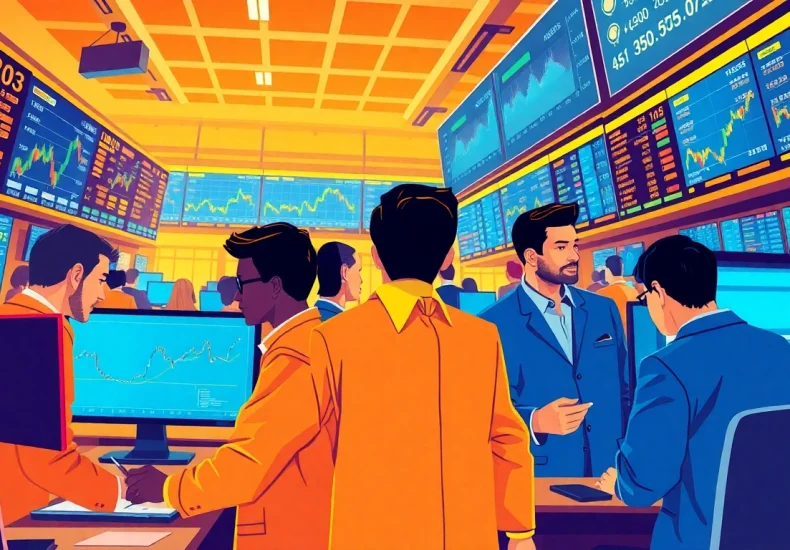 Dynamic traders engaged in active Tradings, showcasing diverse backgrounds and financial tools.