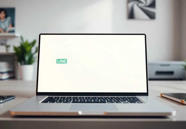 Download line電腦版官方下載 with a vibrant laptop showcasing the LINE app.