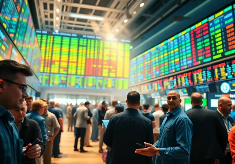 Engage in the vibrant world of Tradings with diverse traders on a busy trading floor.