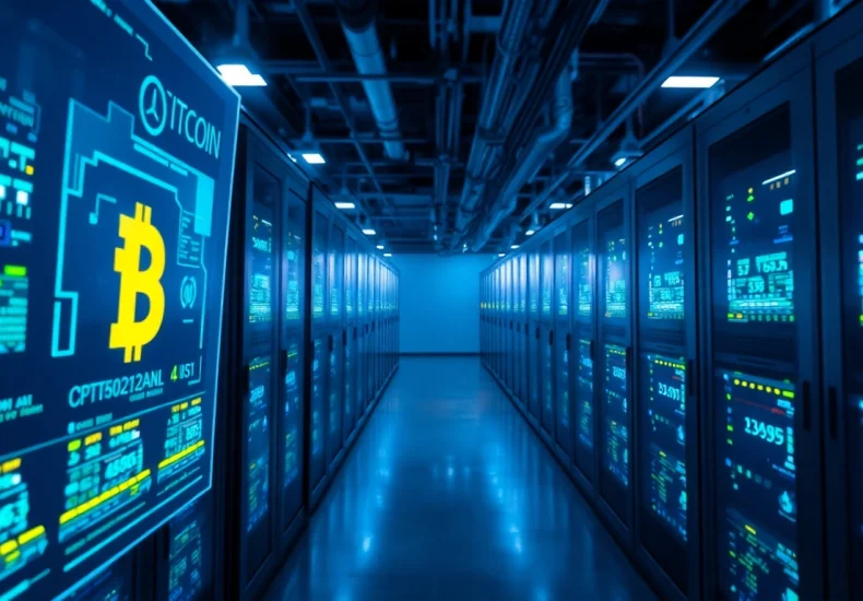 Explore the world of Bitcoin mining through a vibrant and advanced mining farm setup, showcasing innovation and technology.