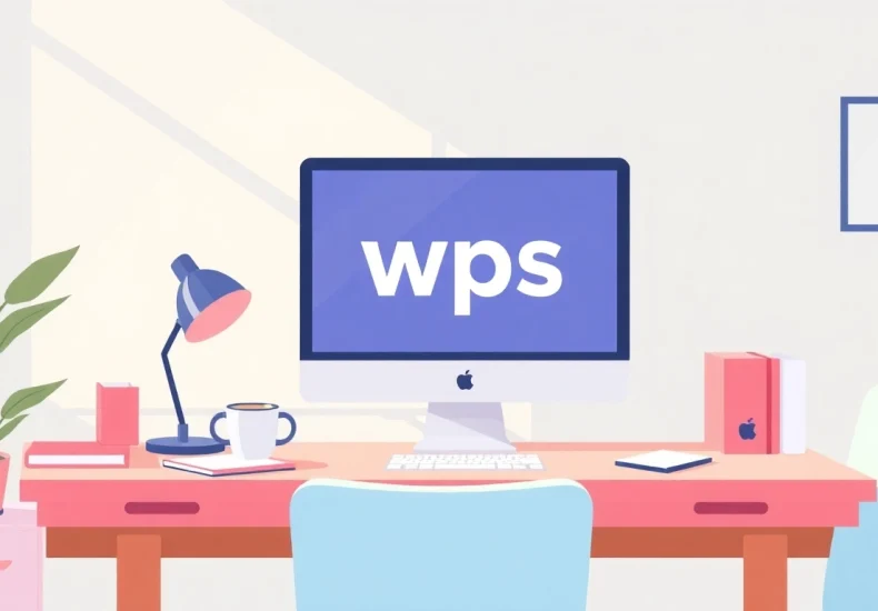 View an active workspace showcasing wps中文版 on a computer screen, highlighting productivity tools.